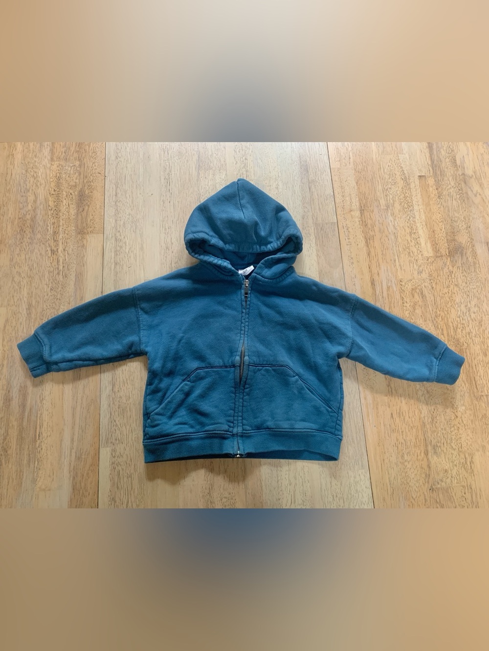 Zara Baby Kids Teal Zip-Up Hooded Sweatshirt sz18-24M